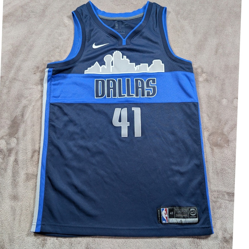Nike Dallas Mavericks Jersey Mens S Navy Blue Dirk Nowitzki 41 City Edition 2017